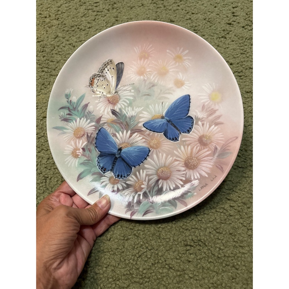 WS George Lena Liu Eastern Tailed Blues Butterfly Collector Plate 1989 8.5"
